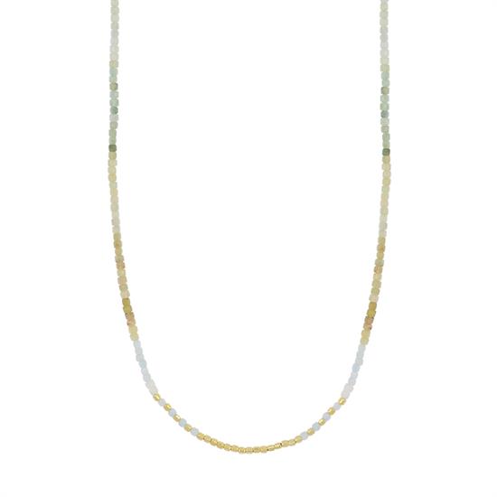 COLLANA CUBOTTI LISCI E ACQUAMARINA IN ARGENTO 925°/°°