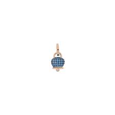 PENDENTE CAMPANELLA MINI ROSE' IN ARGENTO 925°/°° E ZIRCONI TURQ