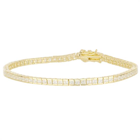 BRACCIALE TENNIS CARRE' DORATO IN ARGENTO 925°/°°