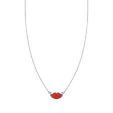 COLLANA BOCCA PASTA DI CORALLO CERNIERA IN ARGENTO 925°/°°