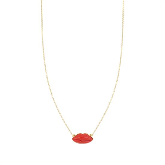 COLLANA BOCCA MAXI PASTA DI CORALLO IN ARGENTO 925°/°°