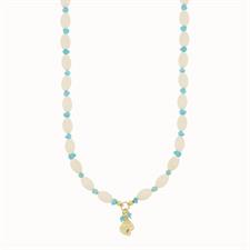 COLLANA PASTA DI OSSO TURCHESE CON CONCHIGLIA IN ARGENTO 925°/°°