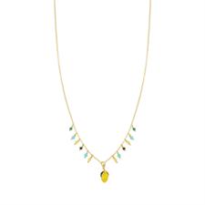 COLLANA P.TURCHESE E SPINELLO COLOR CON LIMONI IN ARGENTO 925°/°°