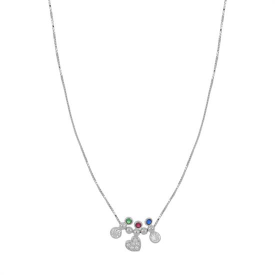 COLLANA VENEZIANA PALLINI PASSANTI CUORE E ZIRCONI ARGENTO 925°/°°