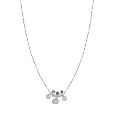 COLLANA VENEZIANA PALLINI PASSANTI CUORE E ZIRCONI ARGENTO 925°/°°