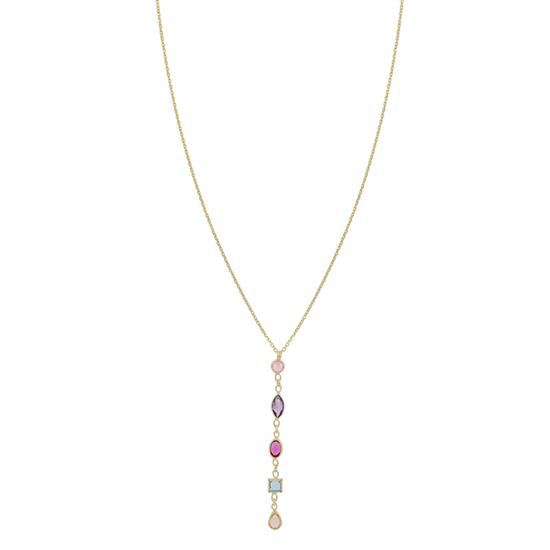 COLLANA ROLLO CON ZIRCONI VARIE FORME FILO PENDENTI ARGENTO 925°/°°