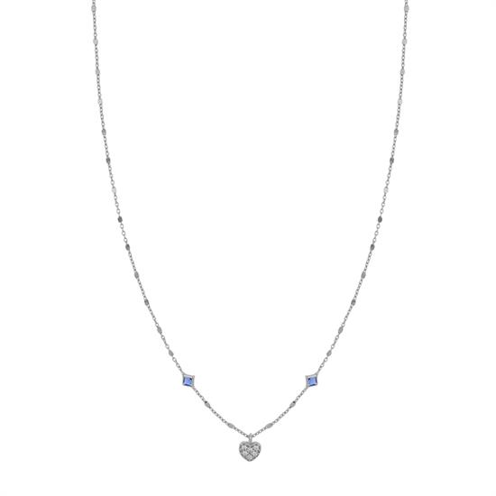 COLLANA CATENA CUBOTTI CON CUORE PEVE' PENDENTE E ZK ARGENTO 925°/°°