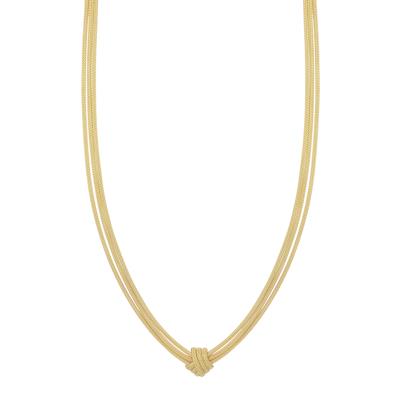 COLLANA TRE FILI CODA DI VOLPE CON NODO CENTRALE IN ARGENTO 925°/°°