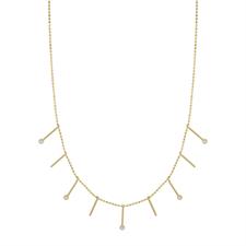 COLLANA PALLINO DIAMANTATO E BACCHETTE CON ZK IN ARGENTO 925°/°°