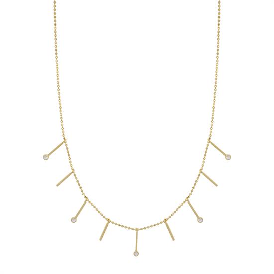 COLLANA PALLINO DIAMANTATO E BACCHETTE CON ZK IN ARGENTO 925°/°°