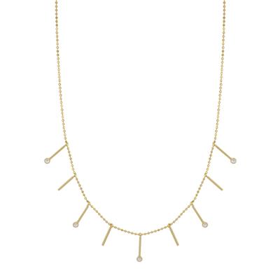 COLLANA PALLINO DIAMANTATO E BACCHETTE CON ZK IN ARGENTO 925°/°°