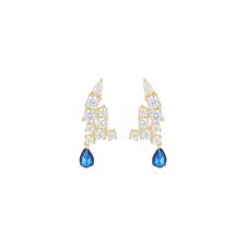 ORECCHINO EARCUFF CON GOCCIA COLOR PENDENTE IN ARGENTO 925°/°°