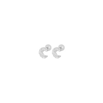ORECCHINO PIERCING HELIX MEZZA LUNA ZIRCONATA IN ARGENTO 925°/°°