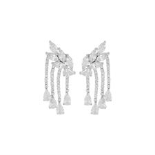 ORECCHINO FOGLIE ZIRCONATE E ZIRCONI TENNIS PENDENTI ARGENTO 925°/°°