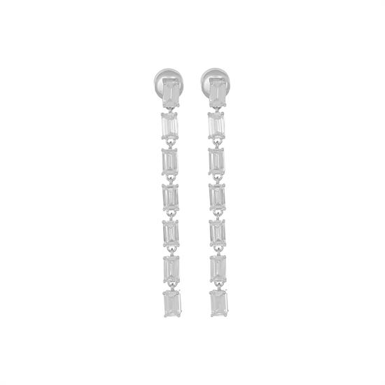 ORECCHINO TENNIS ZIRCONI BAGUETTE SNODATO IN ARGENTO 925°/°°