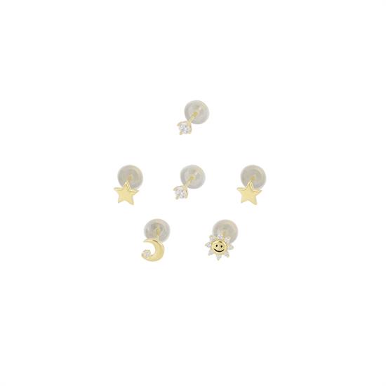 ORECCHINI SET SOLE LUNA STELLE ZIRCONATI IN ARGENTO 925°/°°