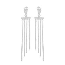 ORECCHINO BARRETTA 4 BARRE ZIRCONATE PENDENTI IN ARGENTO 925°/°°