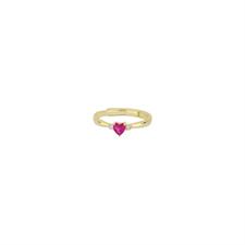 ANELLO DORATO CUORICINO ROSSO CON DUE ZIRCONI LATI ARGENTO 925°/°°