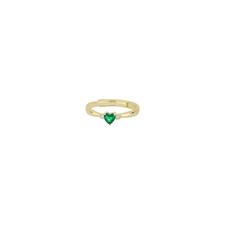 ANELLO DORATO CUORICINO VERDE CON DUE ZIRCONI LATI  ARGENTO 925°/°°