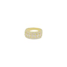 ANELLO DORATO FASCIA CON OVALI E ZIRCONI TONDI IN ARGENTO 925°/°°