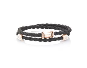 BRACCIALE CORDINO ROSE ACCIAIO TRECCIA MAIORCA NERA