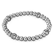 BRACCIALE PALLINI ELASTICO RODIO ACCIAIO ZIRC NERI