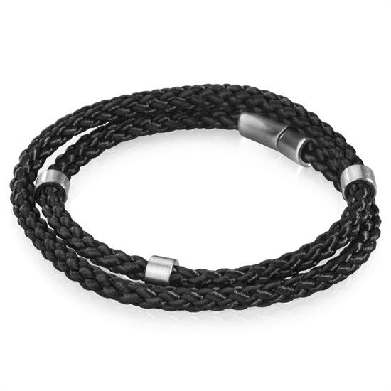 BRACCIALE ACCIAIO TRECCIA YARN NERI