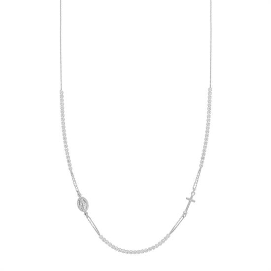 COLLANA ROSARIO TENNIS MORBIDO CROCE E MADONNINA ARGENTO 925°/°°