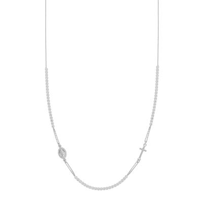 COLLANA ROSARIO TENNIS MORBIDO CROCE E MADONNINA ARGENTO 925°/°°