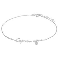 CAVIGLIERA SCRITTA CAPRI CON CAMPANELLA IN ARGENTO 925°/°°