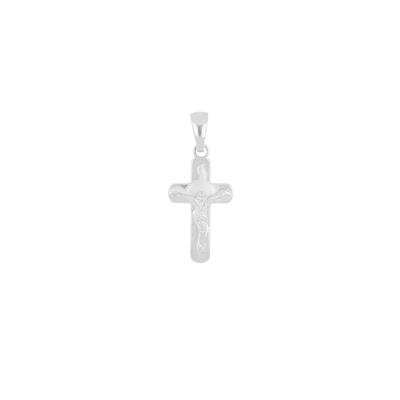 PENDENTE CROCE SMUSSATA PICCOLA CON CRISTO IN ARGENTO 925°/°°