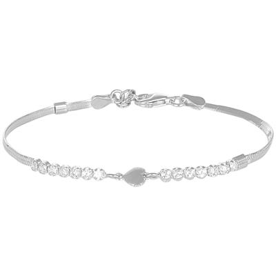 BRACCIALE CENTRO CUORE CON TENNIS E CATENA SNAKE IN ARGENTO 925°/°°