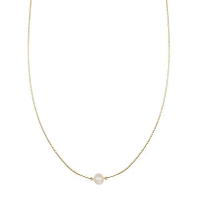 COLLANA FILO DIAMANTATO CON PERLA CENTRALE IN ARGENTO 925°/°°