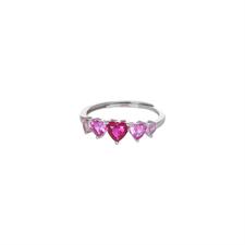 ANELLO FASCETTA CUORI ZIRCONI SCALARI COLOR SFUMATO ARGENTO 925°/°°