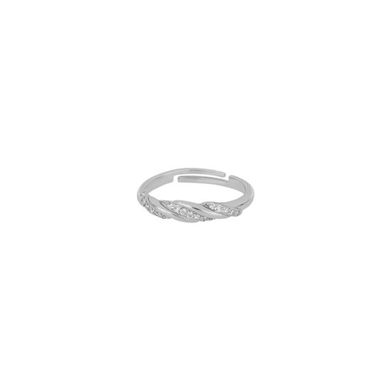 ANELLO FASCETTA INTRECCIATA CON FILO DI ZIRCONI IN ARGENTO 925°/°°