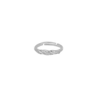 ANELLO FASCETTA INTRECCIATA CON FILO DI ZIRCONI IN ARGENTO 925°/°°