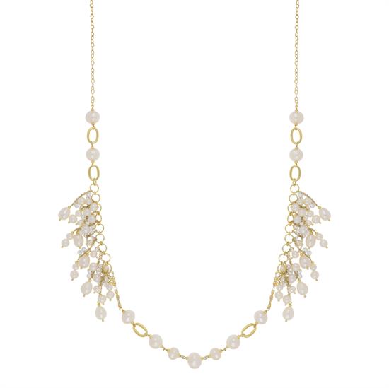 COLLANA PERLE DI FIUME E ZIRCONI IN ARGENTO 925°/°°