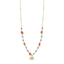 COLLANA SPINELLO AMETISTA AMAZ. E CORALLO ELEFANTE ARGENTO 925°/°°
