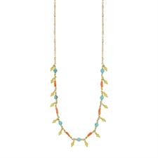 COLLANA SPINELLO CORALLO E AULITE TURCHESE IN ARGENTO 925°/°°