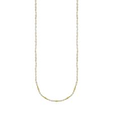 COLLANA PERLE CON OVALI DIAMANTATI IN  ARGENTO 925°/°°