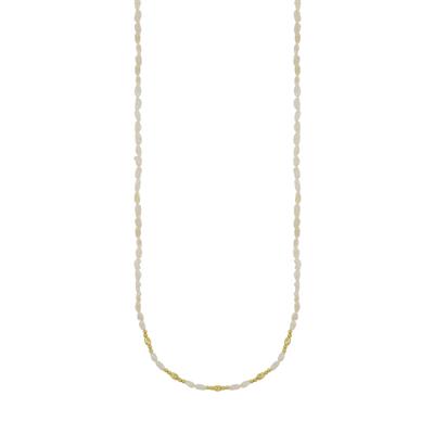 COLLANA PERLE CON OVALI DIAMANTATI IN  ARGENTO 925°/°°