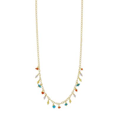COLLANA MAGLIA SOLE CORALLO P.TURCHESE SPIENLLO ARGENTO 925°/°°