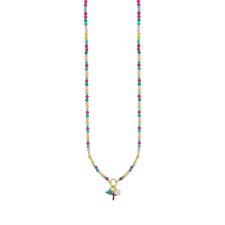 COLLANA SPINELLO E CUBI MULTICOLOR CROCE ZIRCONATA ARGENTO 925 °/°°