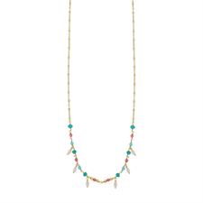 COLLANA SPINELLO FUXIA,AULITE,AGATA VERDE E RISO IN ARGENTO 925°/°°
