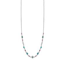 COLLANA FIORE MADREPERLA SPINELLO PERLE TURCHESE ARGENTO 925°/°°