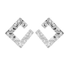 ORECCHINO LASTRA MARTELLATA QUADRATO IN ARGENTO 925°/°°