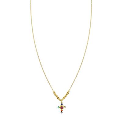 COLLANA GROUMETTA PALLINI DISCO 3MM CROCE PENDETE ARGENTO 925°/°°