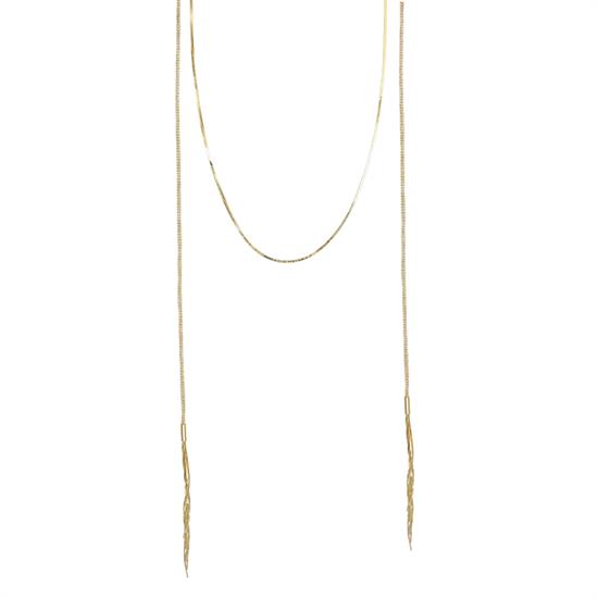 COLLANA LUNGA SCIARPETTA CON CATENA PALLINO E SNAKE ARGENTO 925°/°°