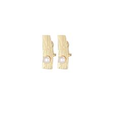 ORECCHINO BACCHETTA SATINATA CON PERLE E CLIP IN ARGENTO 925°/°°