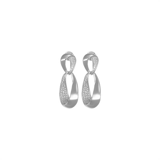 ORECCHINO DOPPIO PENDENTE OVALE ZIRCONATO IN ARGENTO 925°/°°